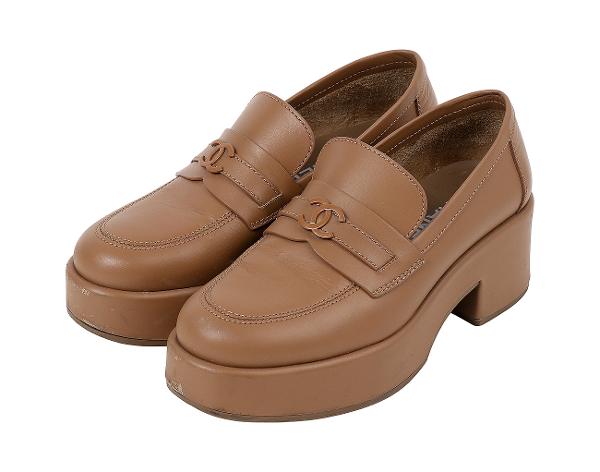 샤넬 CC 플랫폼 로퍼 베이지 37 1/2C