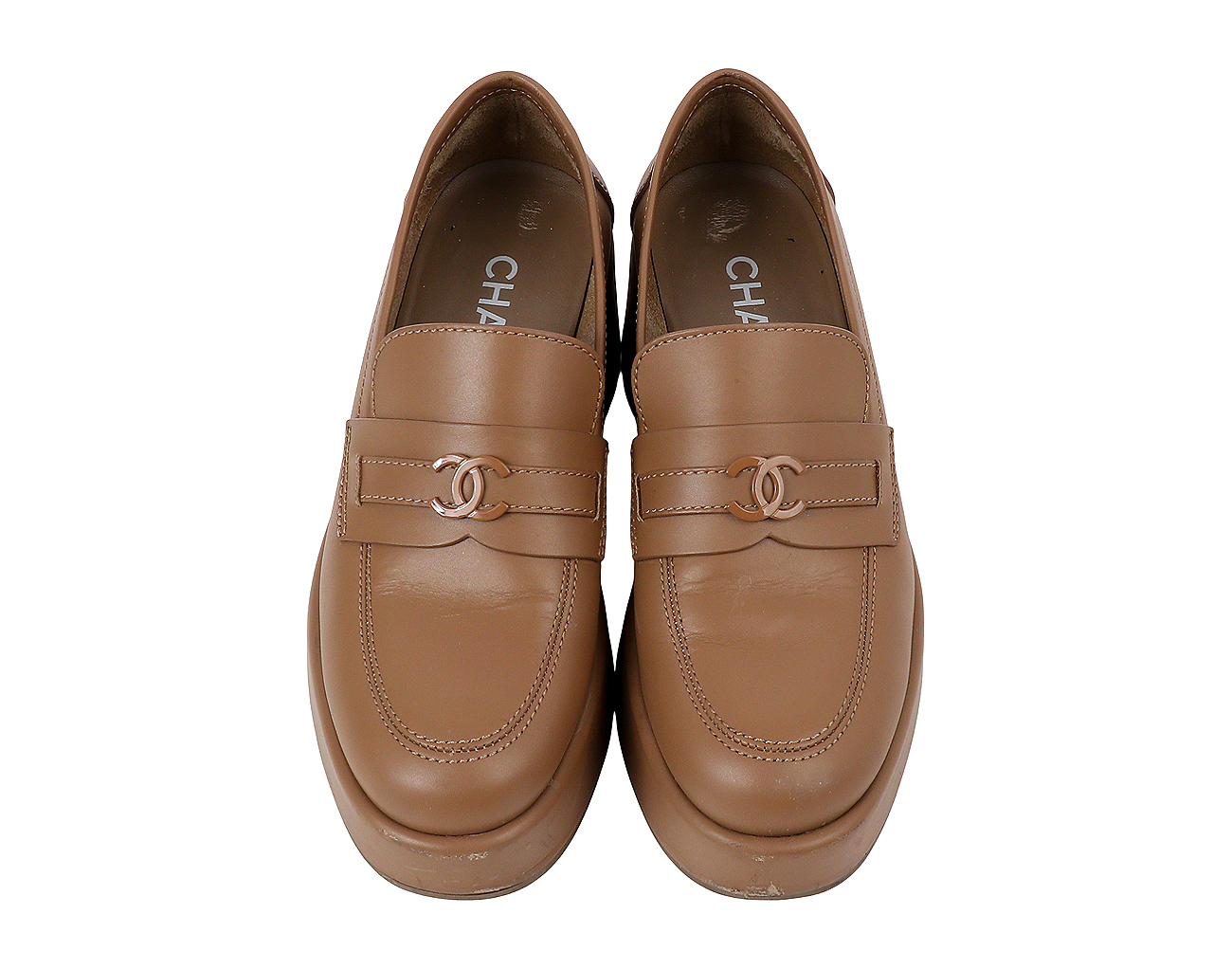 샤넬 CC 플랫폼 로퍼 베이지 37 1/2C