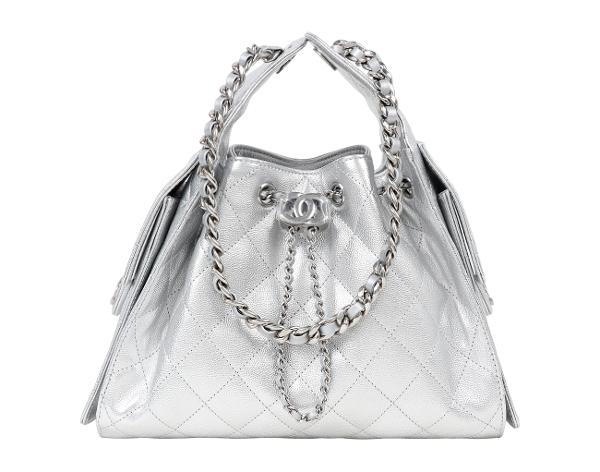 샤넬 25백 스몰 실버 은장 메탈릭 캐비어