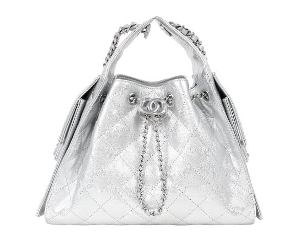 샤넬 25백 스몰 실버 은장 메탈릭 캐비어