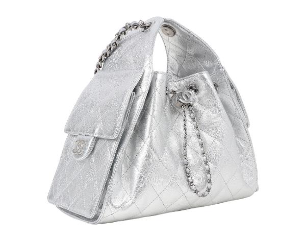 샤넬 25백 스몰 실버 은장 메탈릭 캐비어