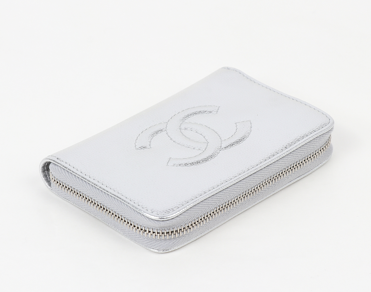 샤넬 CC 지퍼 코인 퍼스 실버 은장