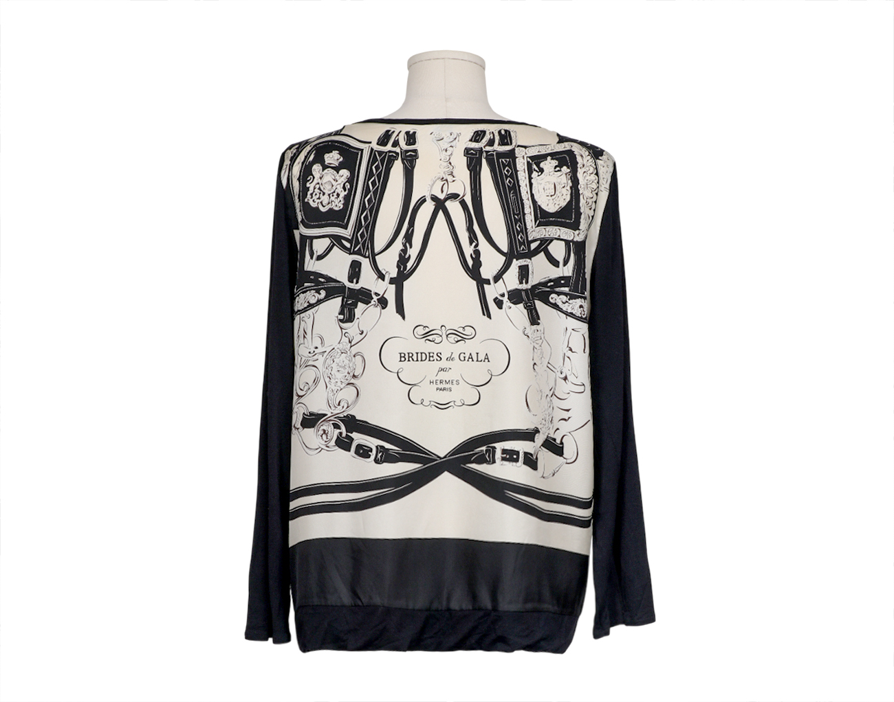 에르메스 브리드 드 갈라 롱 슬리브 트윌렌 스웨터 블랙 42