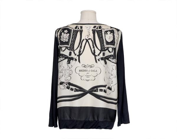 에르메스 브리드 드 갈라 롱 슬리브 트윌렌 스웨터 블랙 42