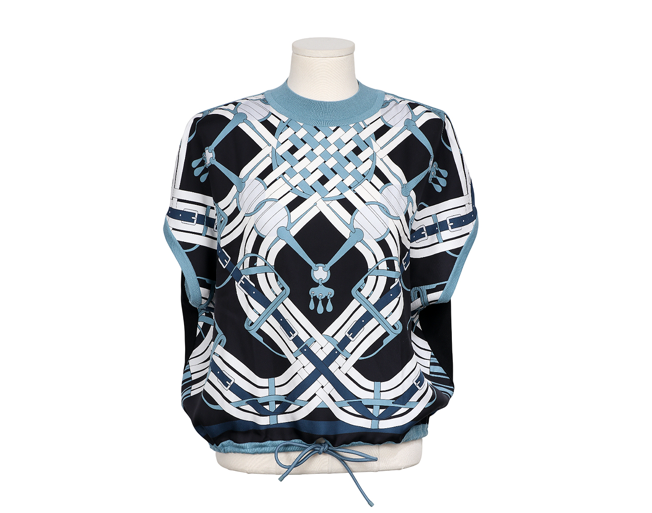 에르메스 모스 아 주엣 데투어 숏 슬리브 트윌렌 스웨터 블랙 34