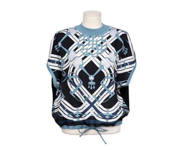 에르메스 모스 아 주엣 데투어 숏 슬리브 트윌렌 스웨터 블랙 34