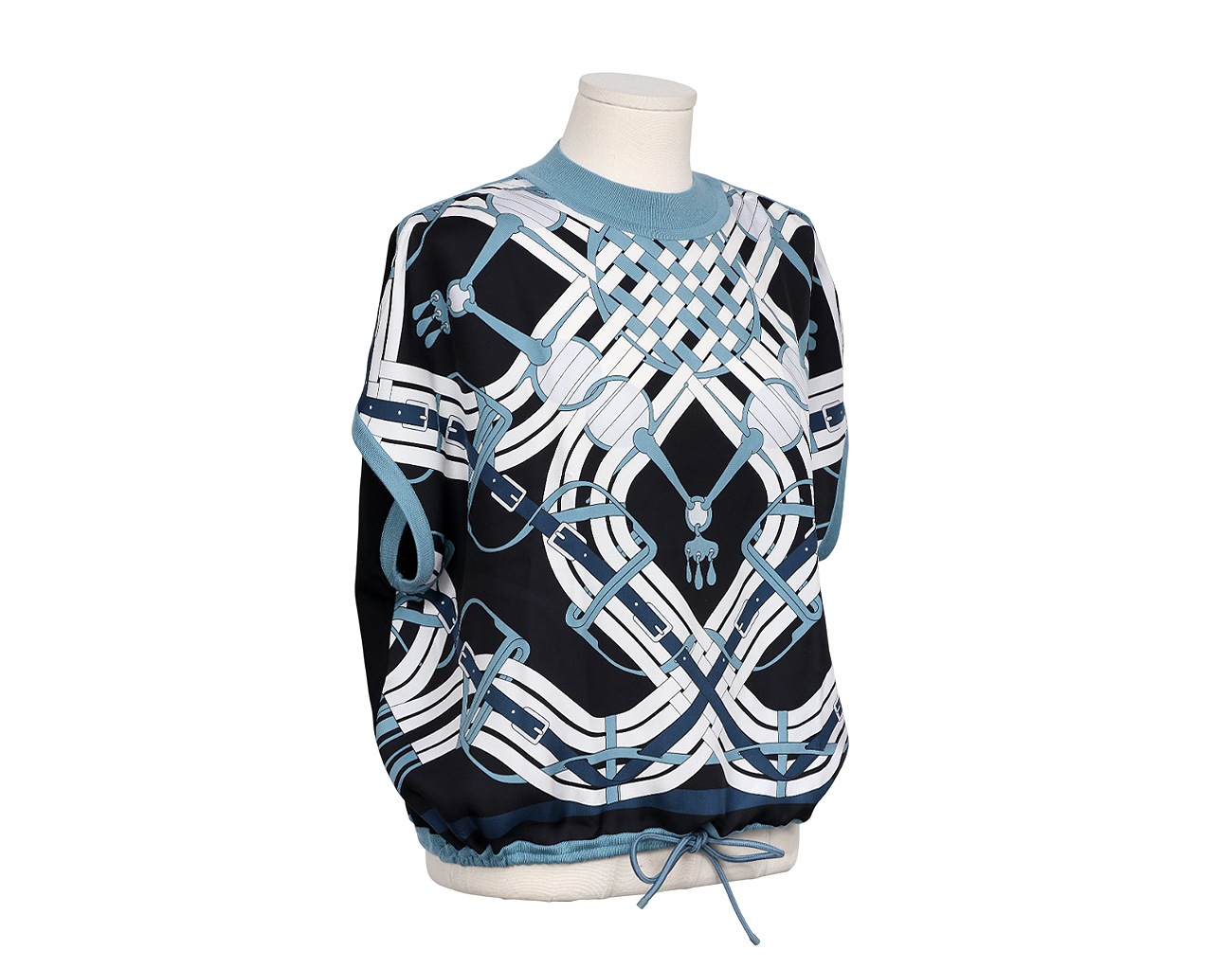 에르메스 모스 아 주엣 데투어 숏 슬리브 트윌렌 스웨터 블랙 34