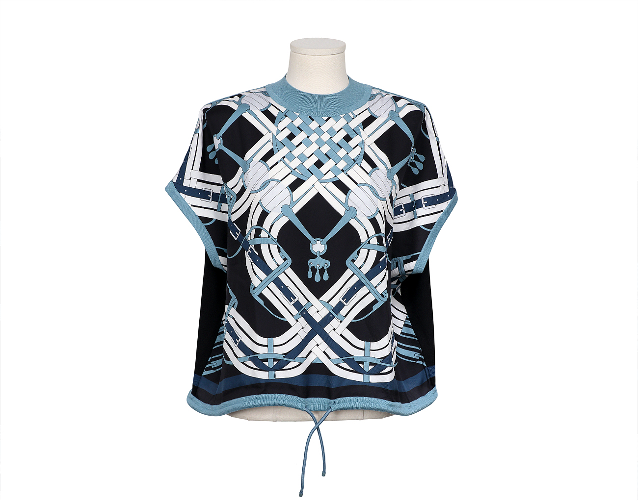 에르메스 모스 아 주엣 데투어 숏 슬리브 트윌렌 스웨터 블랙 34