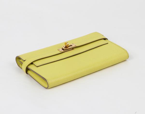 에르메스 켈리 장지갑 라임 로즈골드 R