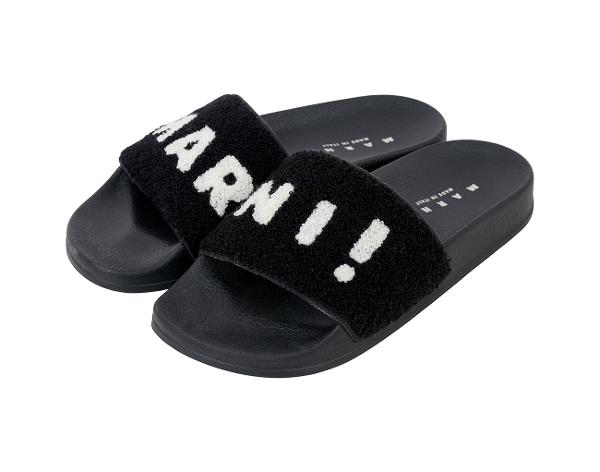 마르니 로고 테리클로스 샌들 블랙 36