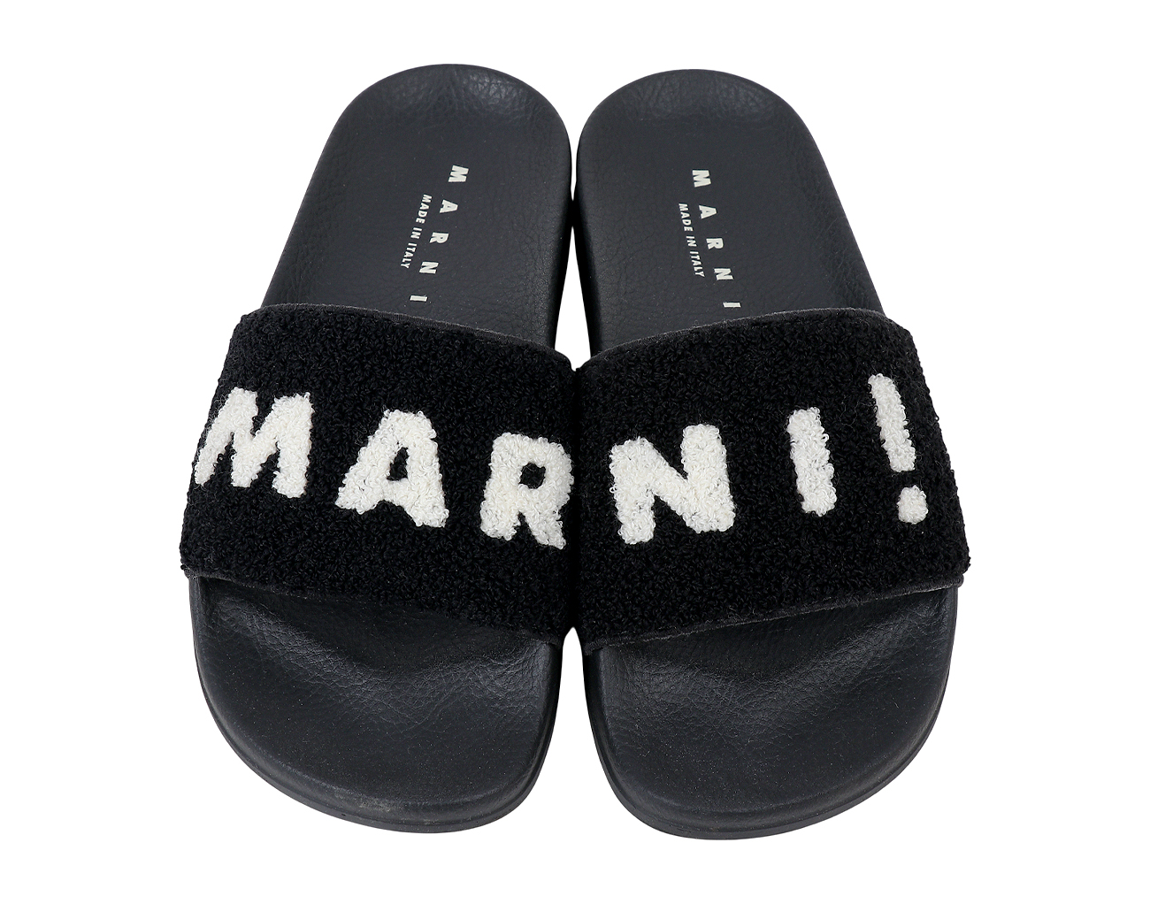 마르니 로고 테리클로스 샌들 블랙 36