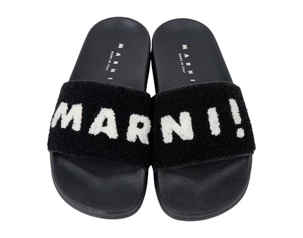 마르니 로고 테리클로스 샌들 블랙 36