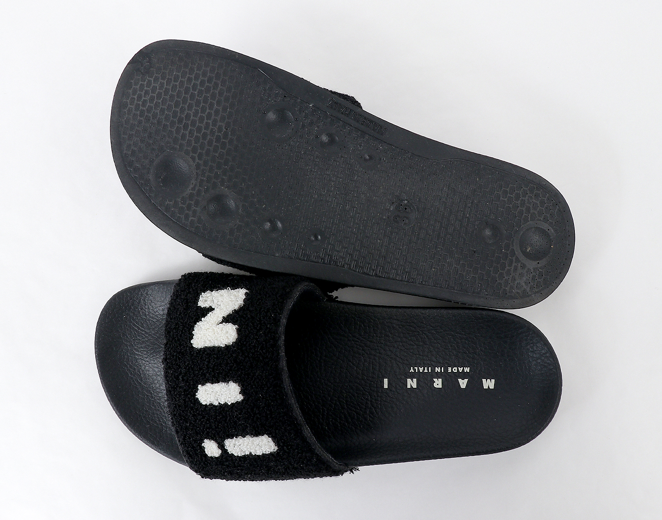 마르니 로고 테리클로스 샌들 블랙 36