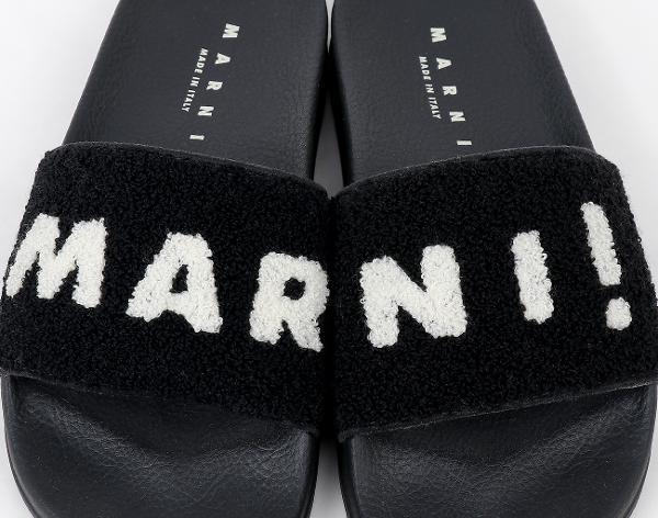 마르니 로고 테리클로스 샌들 블랙 36