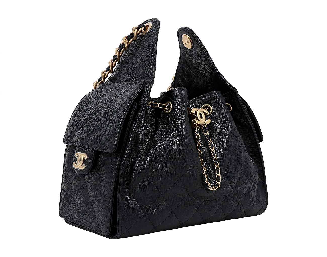 샤넬 25백 스몰 블랙 금장 캐비어