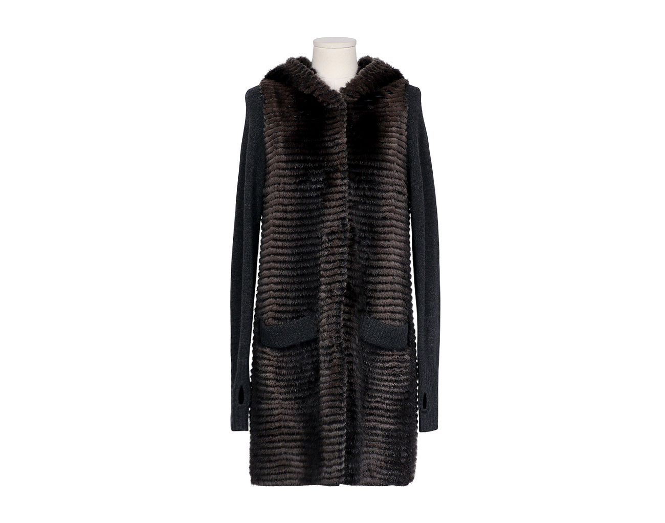 이브살로몬 리버시블 밍크 니트 코트 그레이 38