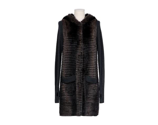 이브살로몬 리버시블 밍크 니트 코트 그레이 38