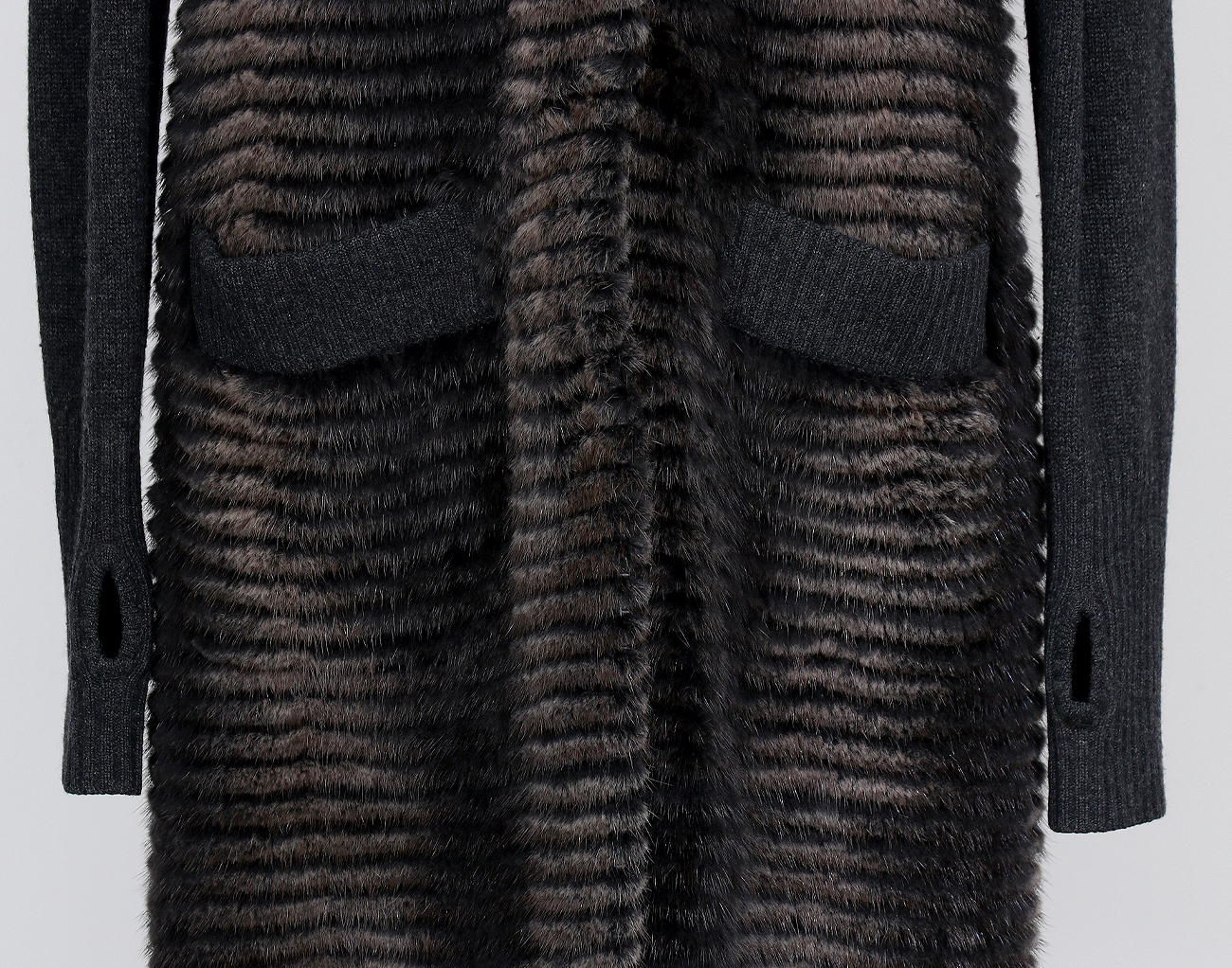 이브살로몬 리버시블 밍크 니트 코트 그레이 38