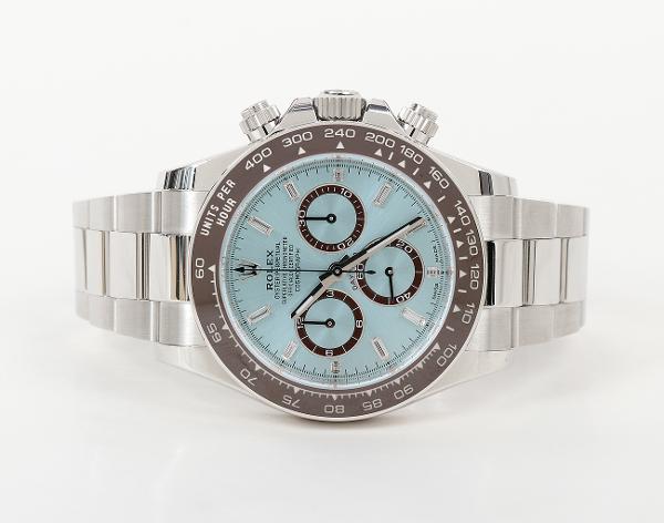 로렉스 데이토나 40mm 플래티넘 아이스 블루 바게트 다이아몬드 126506