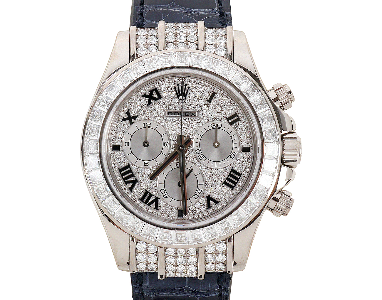 로렉스 데이토나 40mm 화이트골드 바게트 파베 다이아몬드 116599TBR