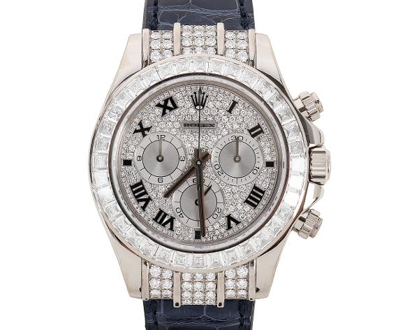 로렉스 데이토나 40mm 화이트골드 바게트 파베 다이아몬드 116599TBR