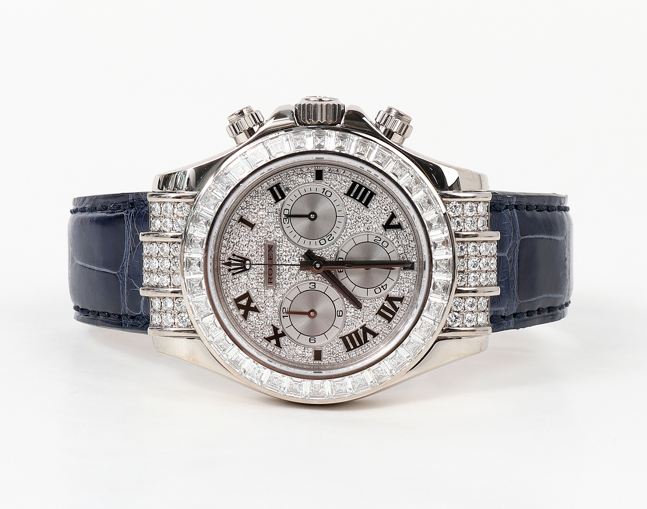 로렉스 데이토나 40mm 화이트골드 바게트 파베 다이아몬드 116599TBR