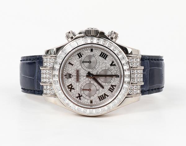 로렉스 데이토나 40mm 화이트골드 바게트 파베 다이아몬드 116599TBR