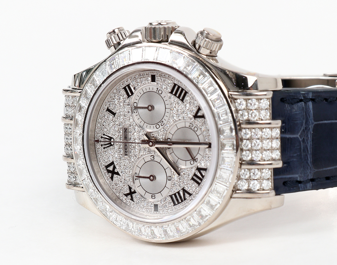 로렉스 데이토나 40mm 화이트골드 바게트 파베 다이아몬드 116599TBR