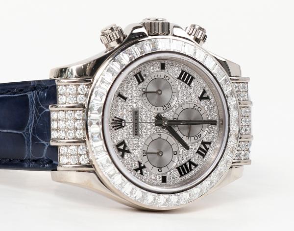 로렉스 데이토나 40mm 화이트골드 바게트 파베 다이아몬드 116599TBR