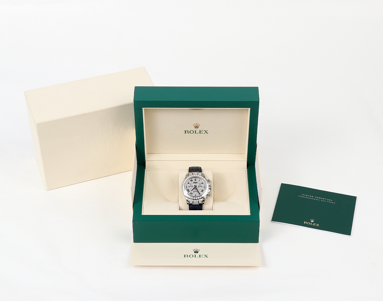 로렉스 데이토나 40mm 화이트골드 바게트 파베 다이아몬드 116599TBR