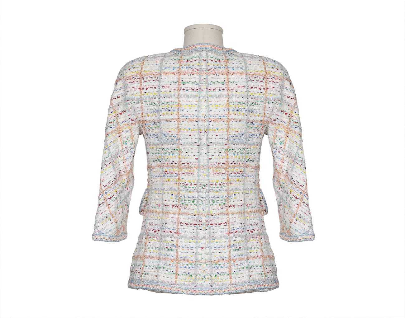 샤넬 트위드 재킷 화이트 블루 그린 옐로우 34