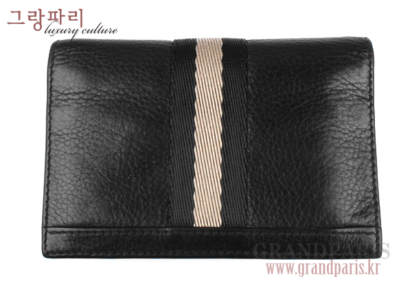 발리 블랙 레더 & 삼색 패브릭 카드 지갑 & 키홀더 세트