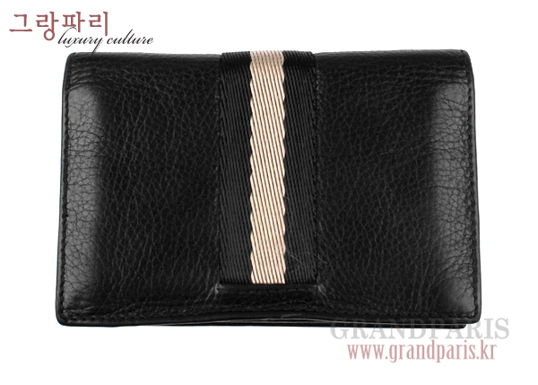 발리 블랙 레더 & 삼색 패브릭 카드 지갑 & 키홀더 세트