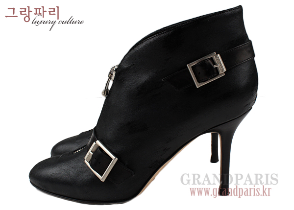 지미추 블랙 waxed suede 빈티지 스웨이드 앵클 부츠 37 1/2