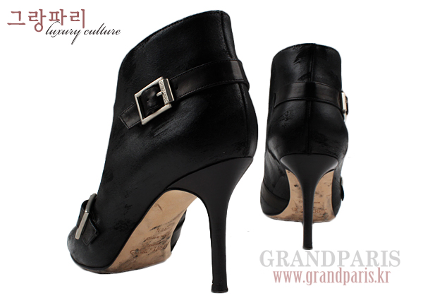 지미추 블랙 waxed suede 빈티지 스웨이드 앵클 부츠 37 1/2