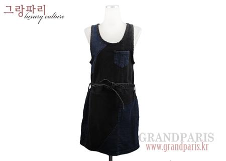 마크 바이 마크제이콥스 블랙 데님 패치 민소매 원피스