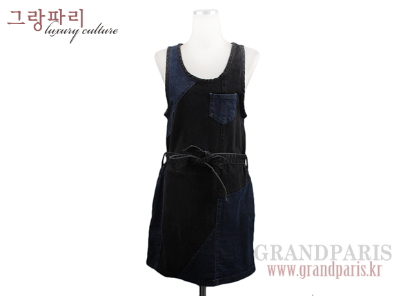 마크 바이 마크제이콥스 블랙 데님 패치 민소매 원피스