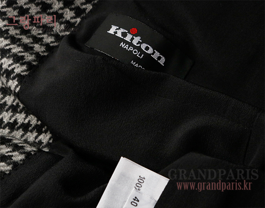 키톤 kiton 하운드 투스 체크 싱글 4버튼 캐시미어 코트