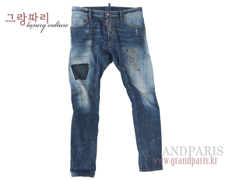디스퀘어드 패치 워싱 포인트 배기 남성 데님 46