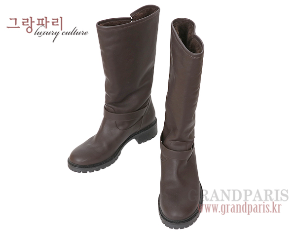 펜디 초콜렛 브라운 쉬어링 무스탕 롱부츠