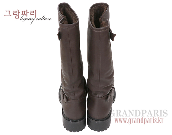 펜디 초콜렛 브라운 쉬어링 무스탕 롱부츠