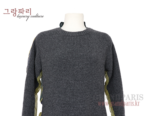 사카이 그레이 울니트 프론트 옐로 그린 쉬폰 플리츠 백 원피스 2