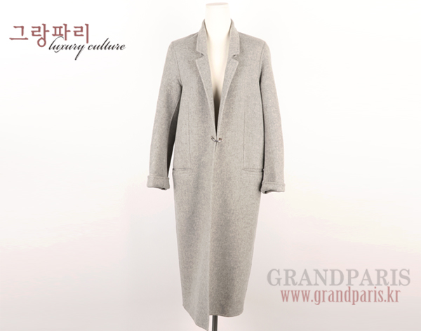 아크네 그레이 울 캐시미어 혼방 D 메탈 버클 롱 코트 34