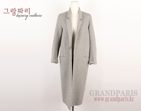 아크네 그레이 울 캐시미어 혼방 D 메탈 버클 롱 코트 34