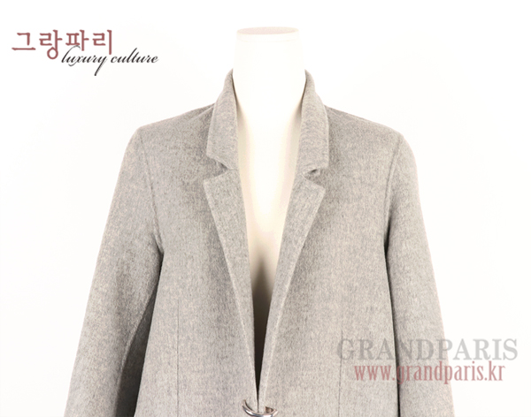 아크네 그레이 울 캐시미어 혼방 D 메탈 버클 롱 코트 34