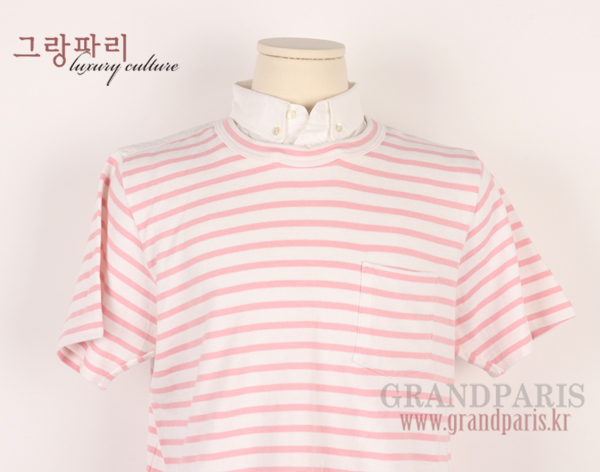 사카이 핑크 스트라이프 셔츠 카라 남성 반팔 티셔츠 3size