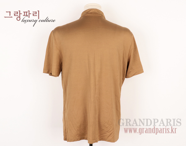 프라다 골드베이지 실크 혼방 카라 남성 PK 티셔츠 XXL