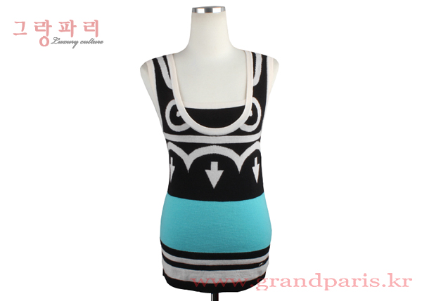 샤넬 캐시미어 모노 블루 민소매 상의