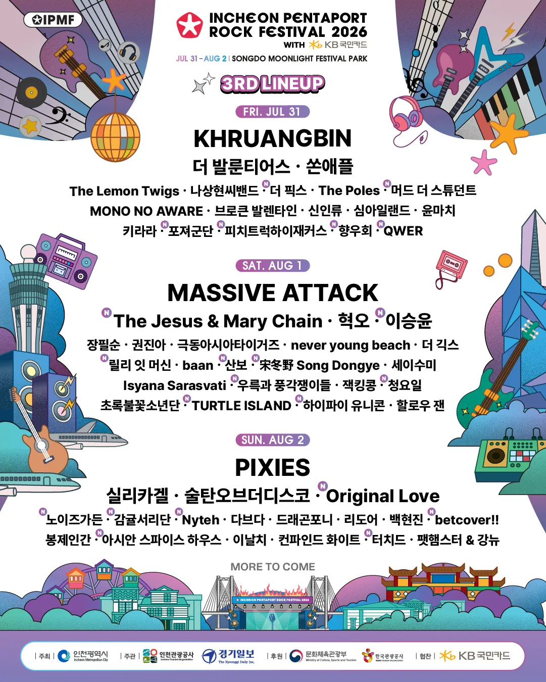 김성일의 올해 펜타포트 라인업(INCHEON PENTAPORT #ROCK FESTIVAL 2026 WITH KB Kookmin Card * 더불어 작은 소망이 있다면 아시아권 #밴드 들의 참여가 많아졌으면 하고, 그런지°코어... 이미지
