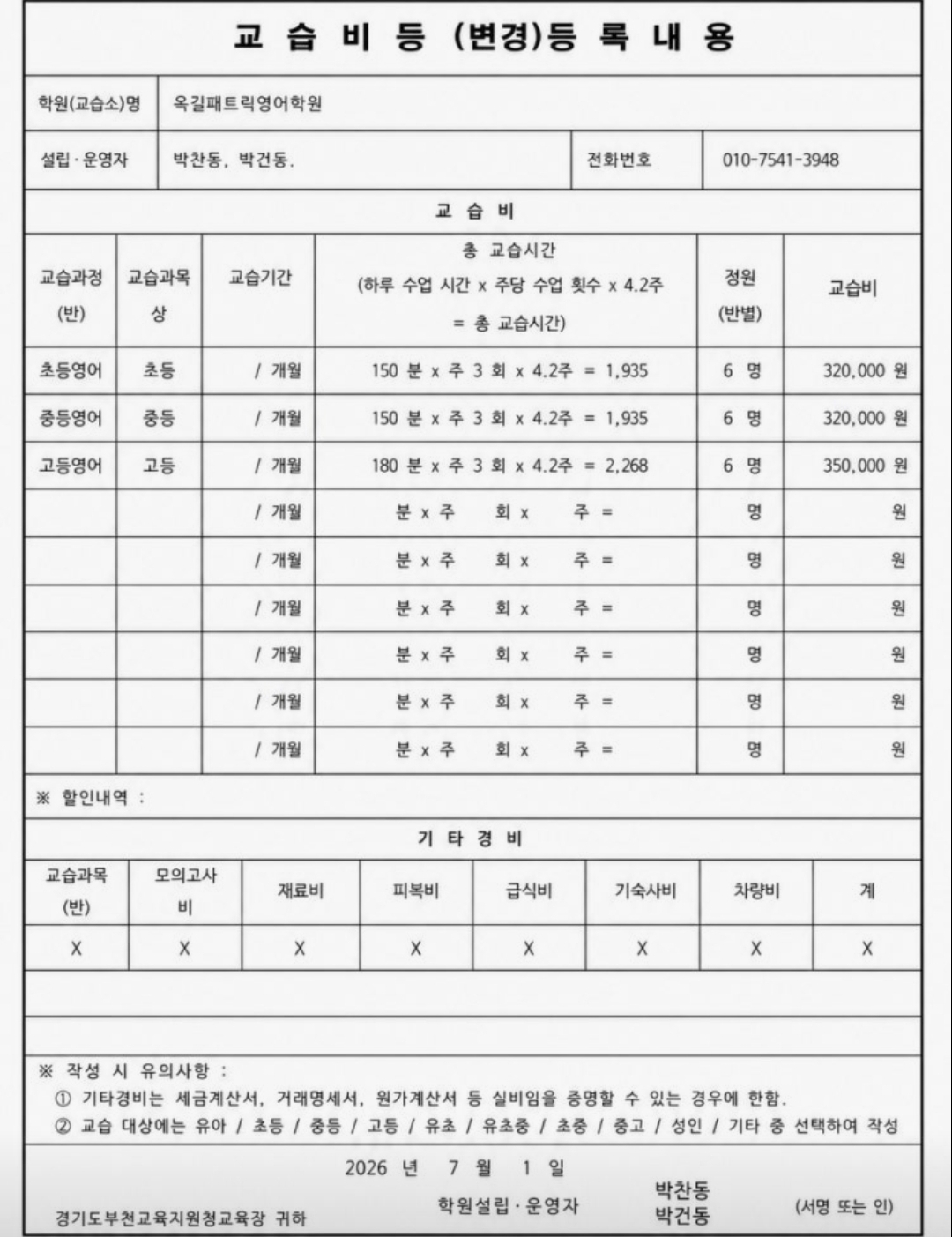 옥길패트릭영어학원